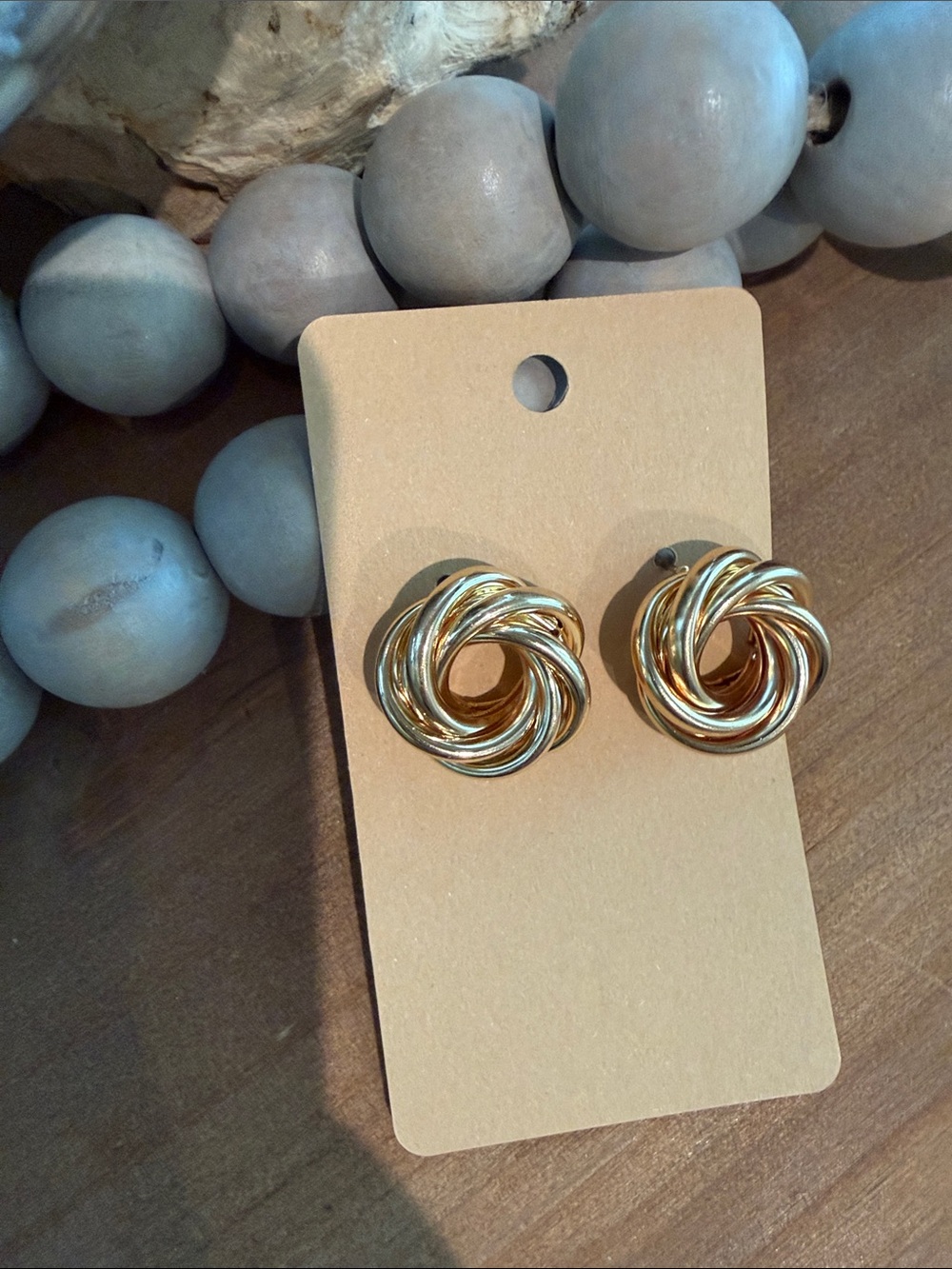 Gold Braided Loop Stud Earrings